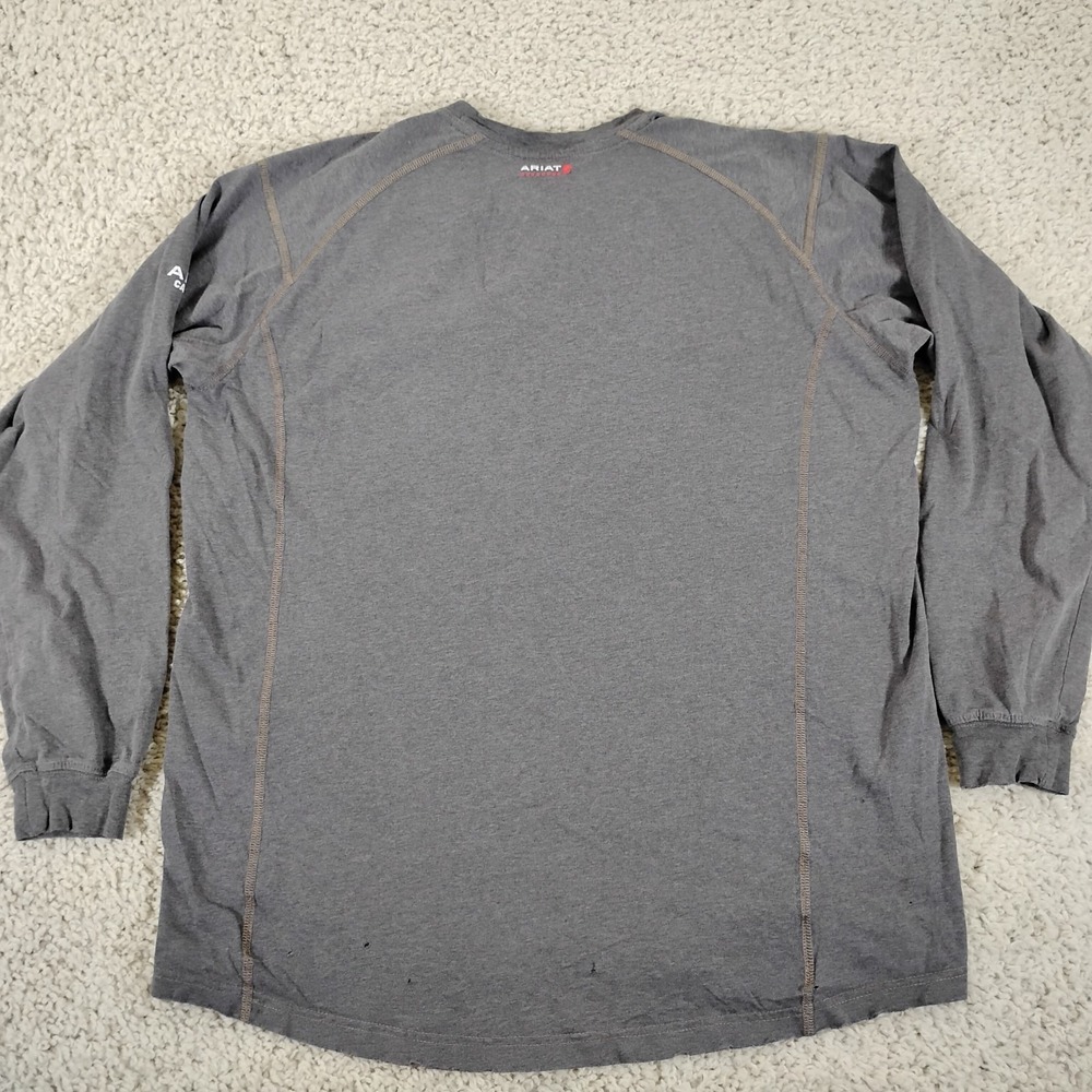 Ariat Shirt Mens Large Gray FR Fire Resistant Cat 2 2112 Workwear Long Sleeve - Picture 7 of 9